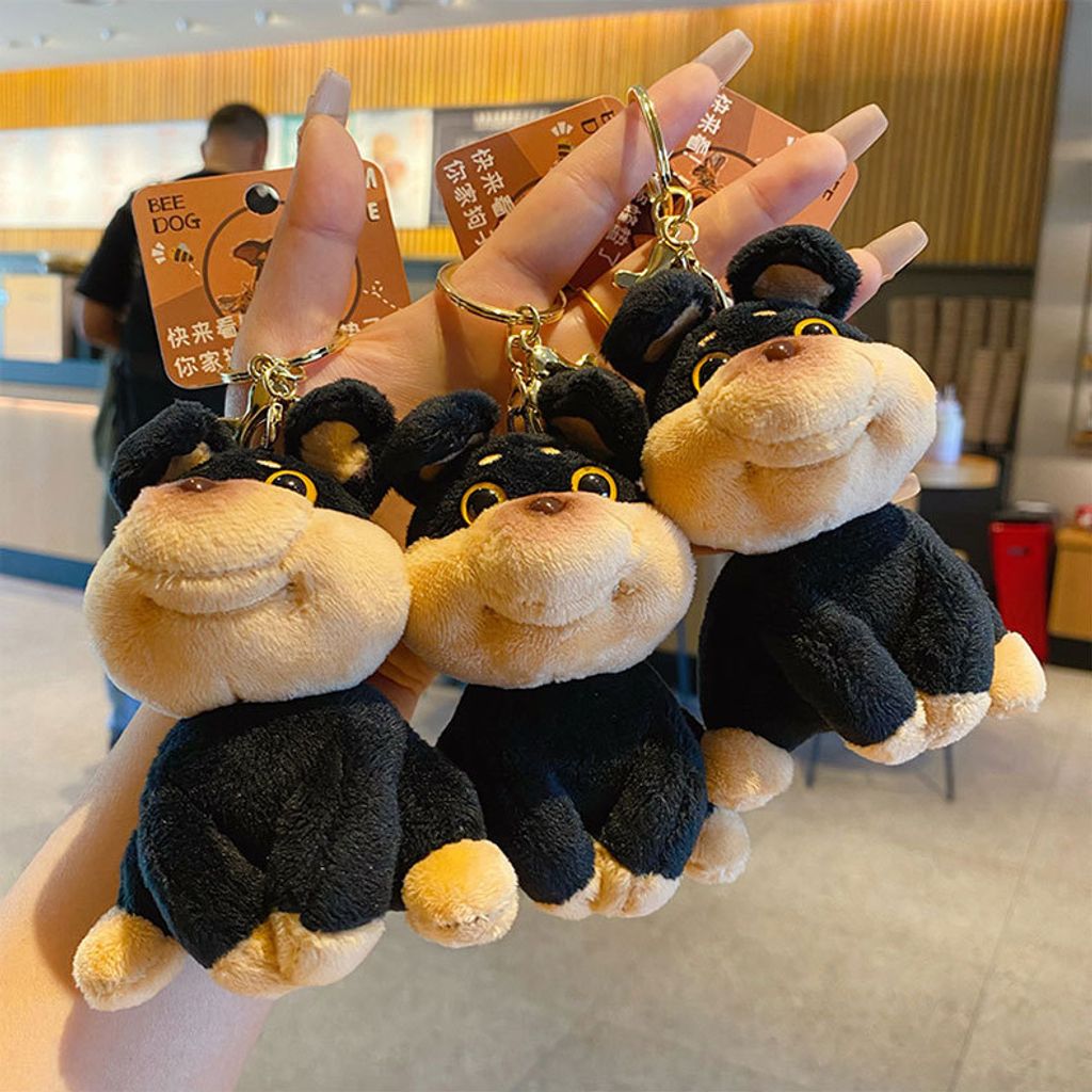 Bee dog plush keychain charms