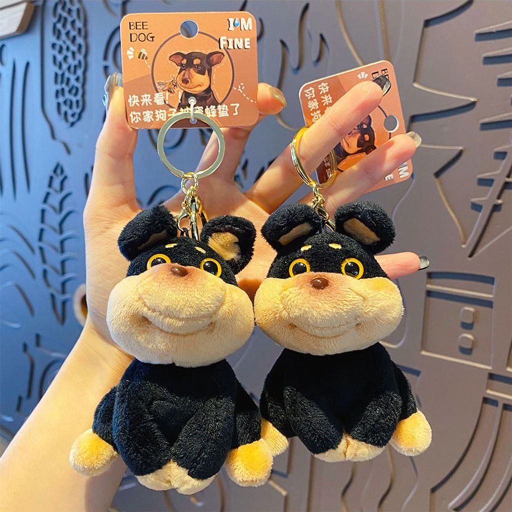 Bee dog plush keychain charms