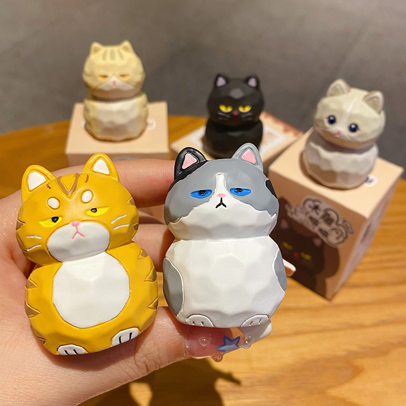 Bengal cat and blue and white cat mini figurines