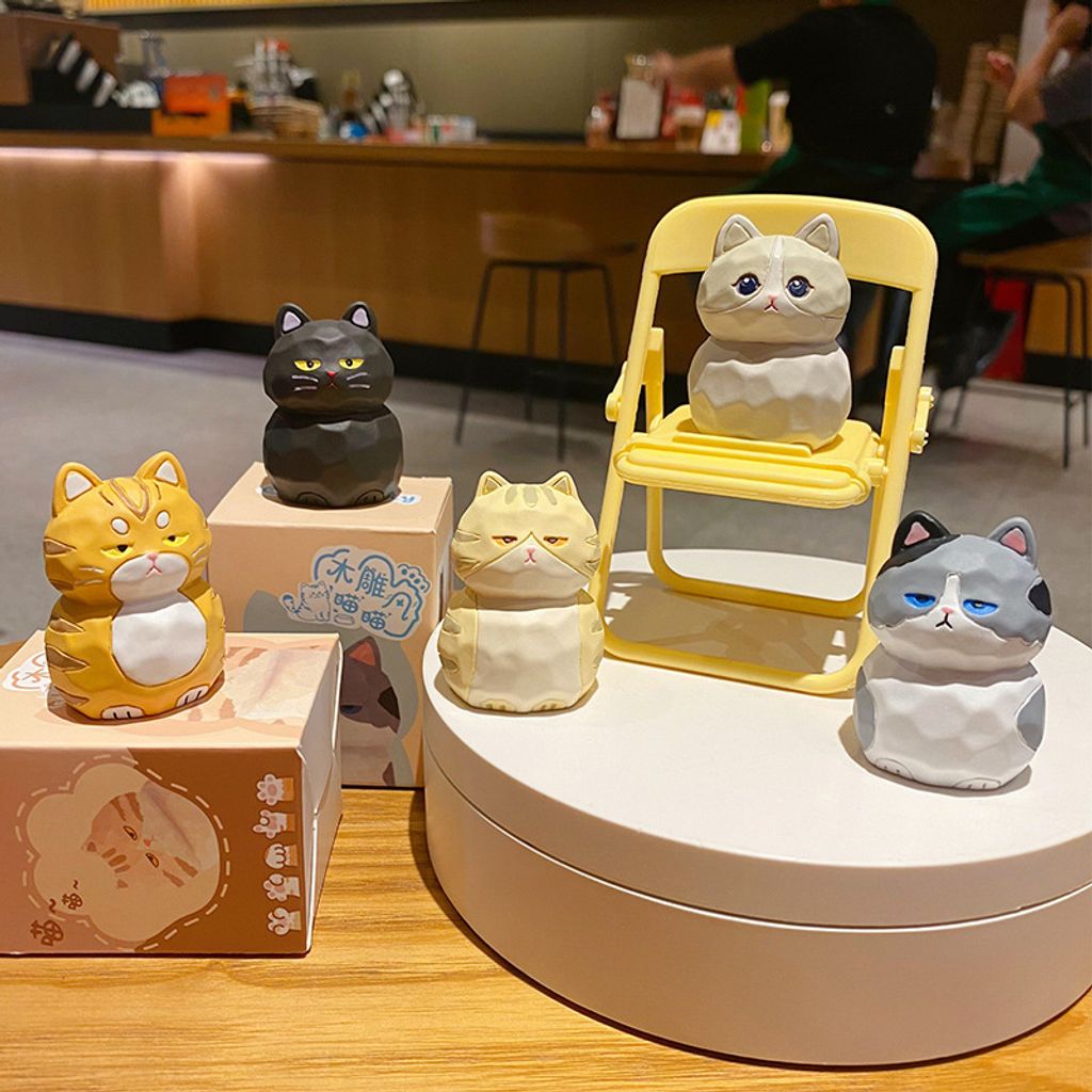 Cute cat family mini figurines featuring all five designs