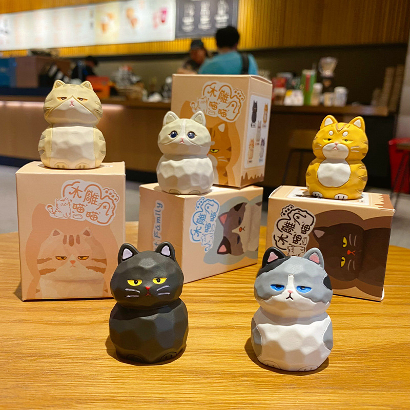 Cute cat family mini figurines featuring all five designs