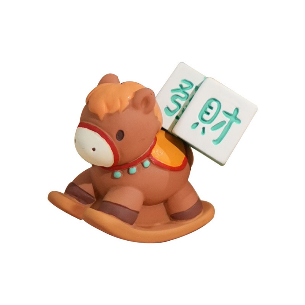 Instant wealth wish-granting rocking horse mini figurine on white background