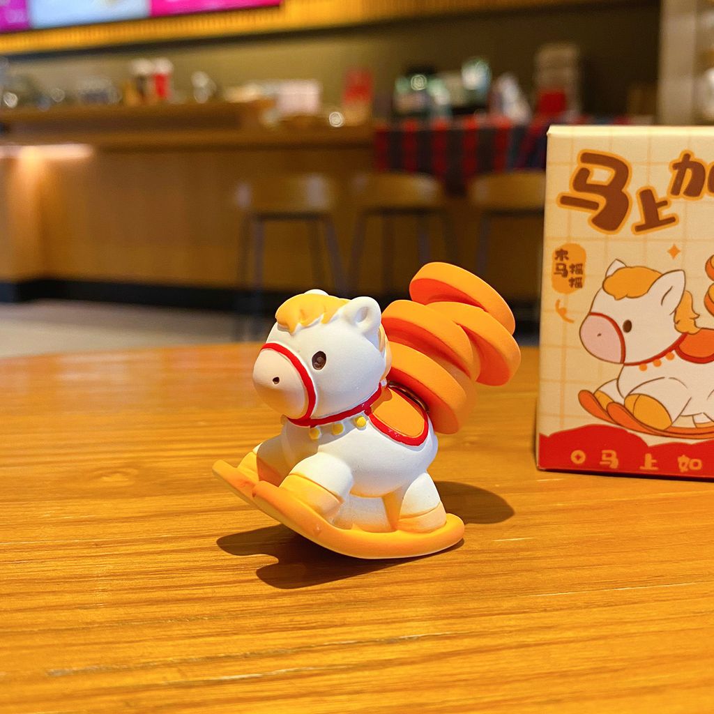 Instant raise wish-granting rocking horse mini figurine