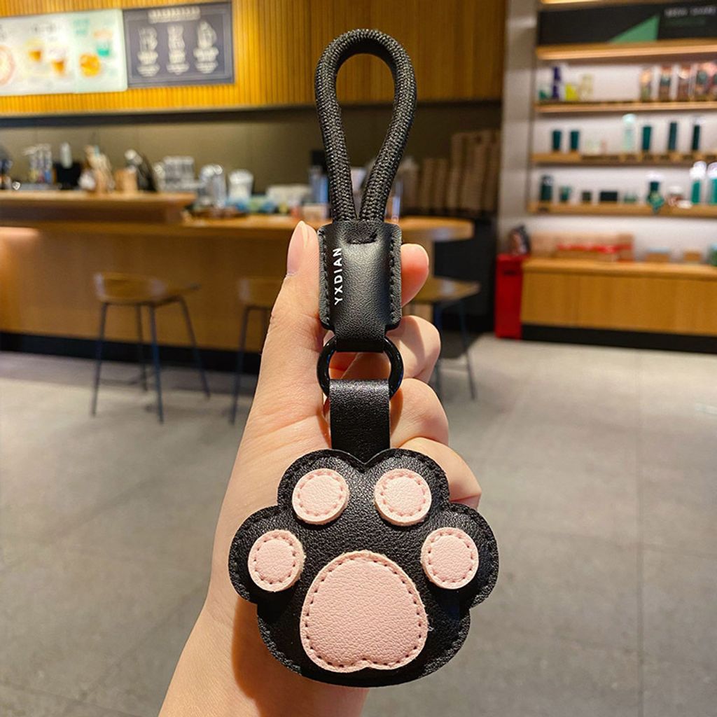 Cute paw leather keychain charm