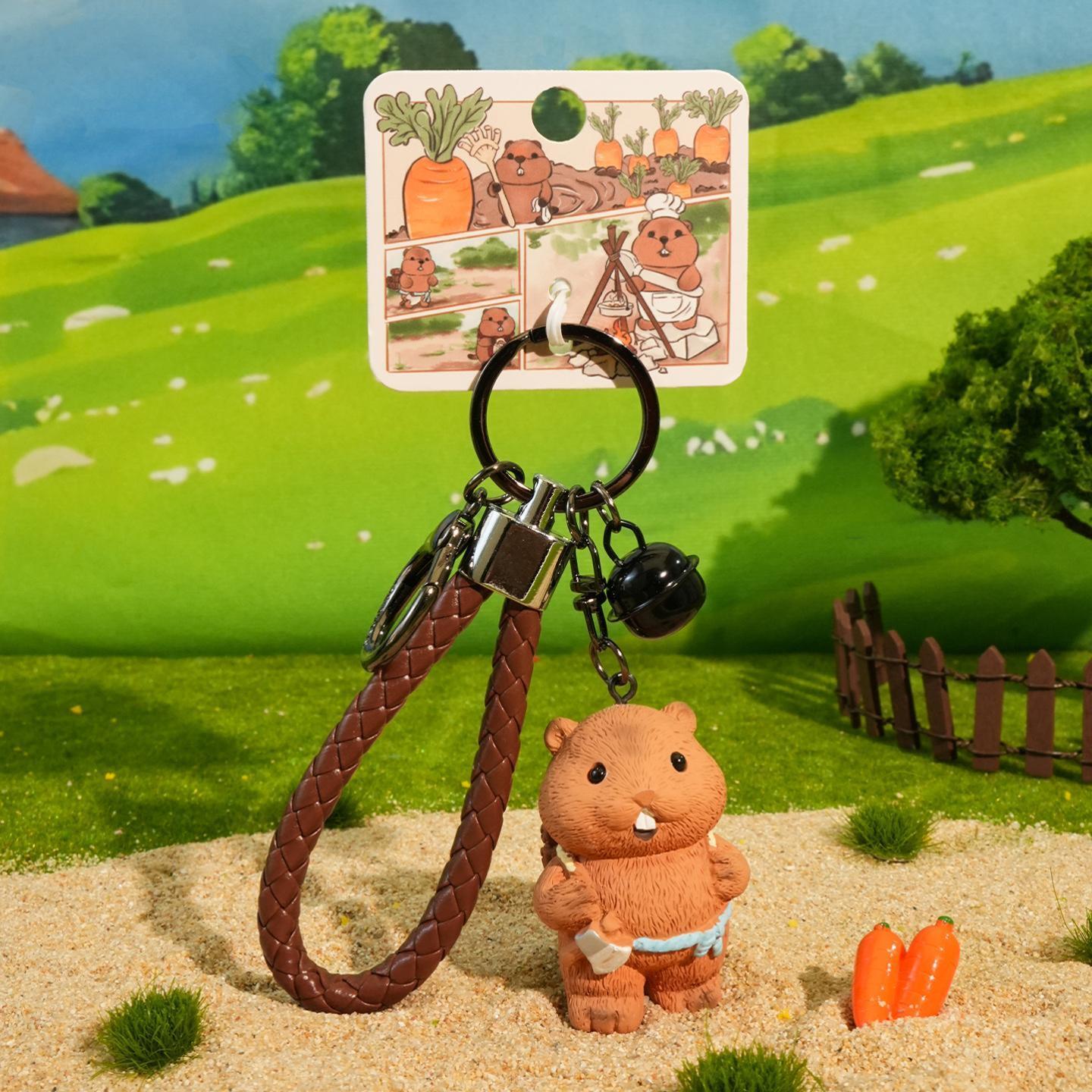 Little woodcutter groundhog keychain charm