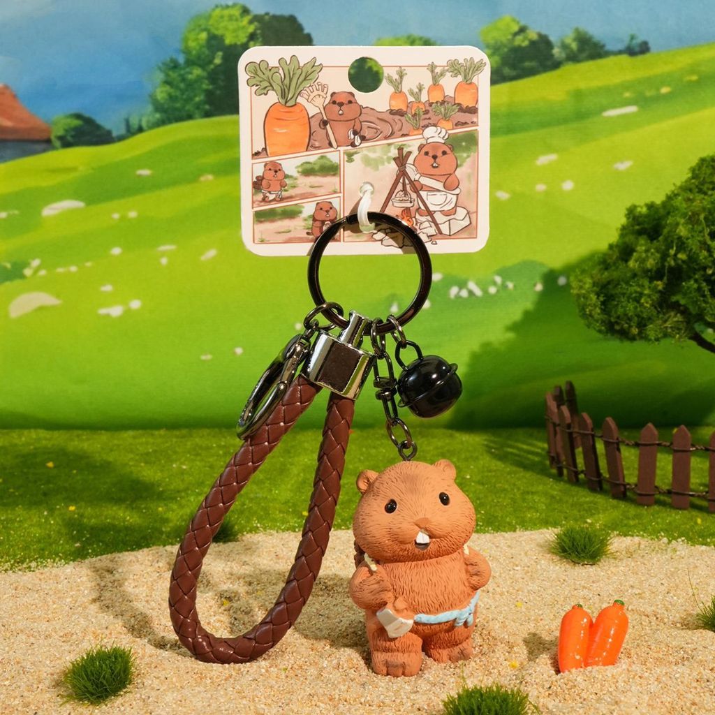 Little woodcutter groundhog keychain charm