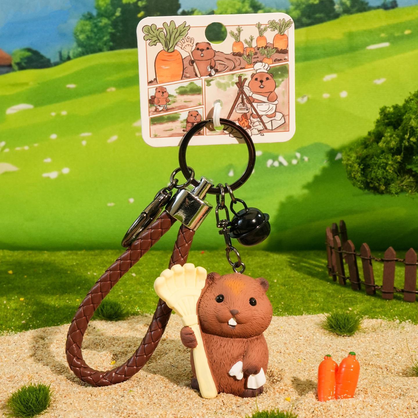 Little gardener groundhog keychain charm