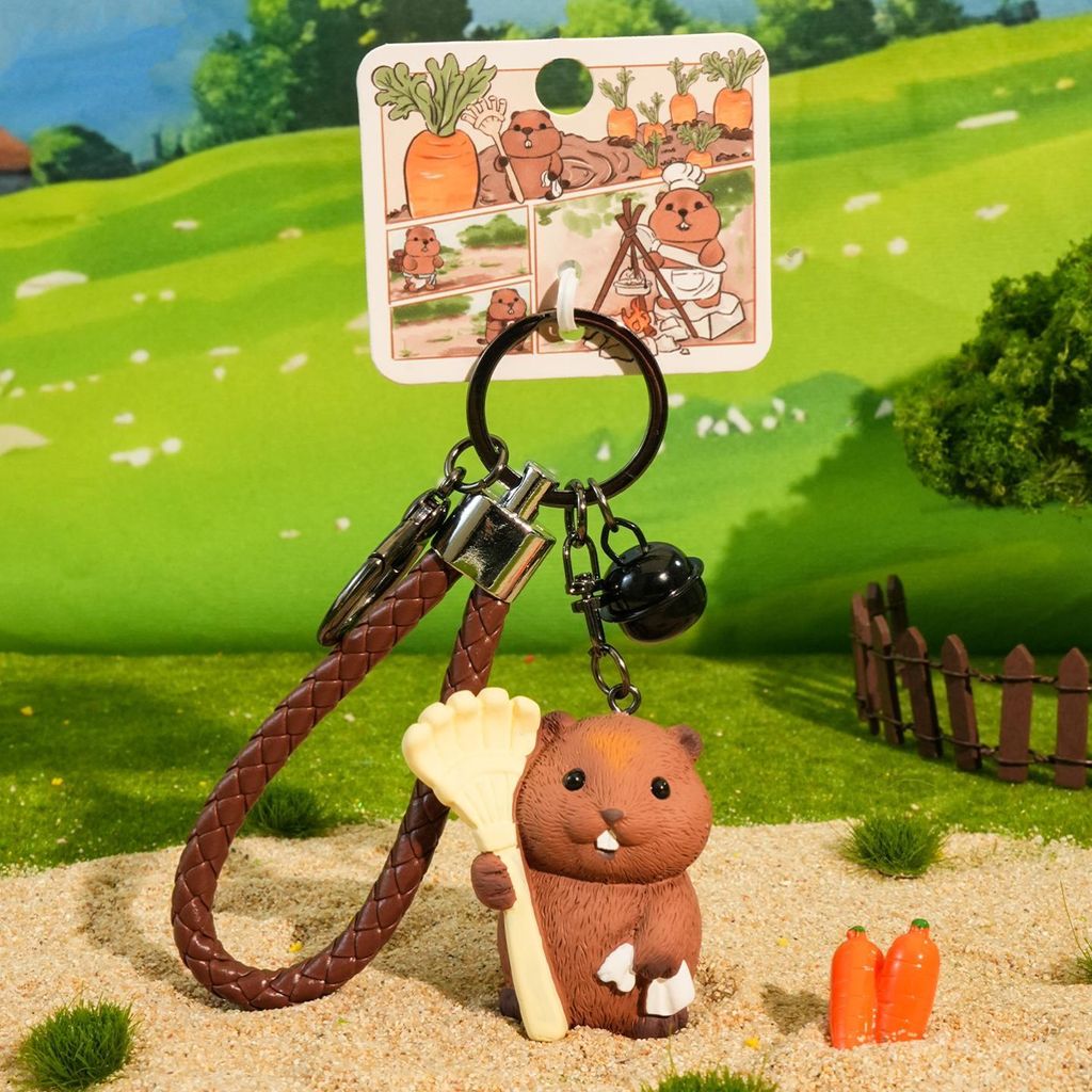 Little gardener groundhog keychain charm