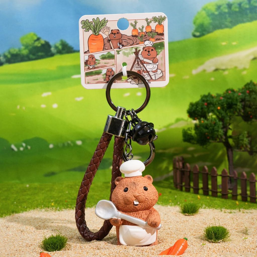 Little chef groundhog keychain charm