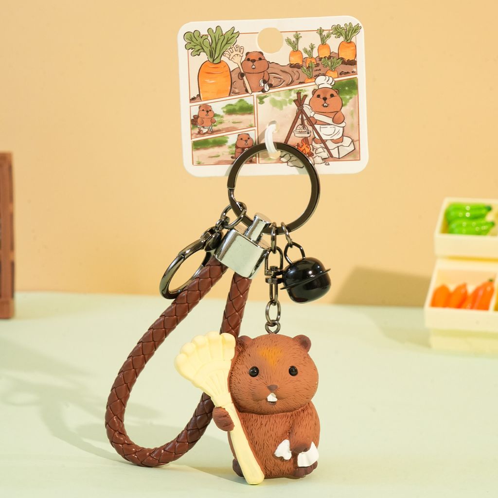 Little gardener groundhog keychain charm