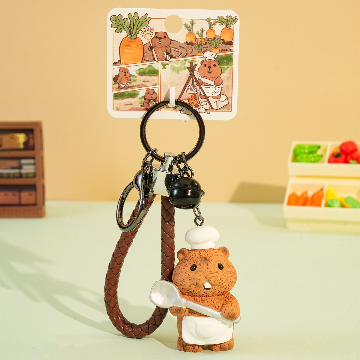 Little chef groundhog keychain charm