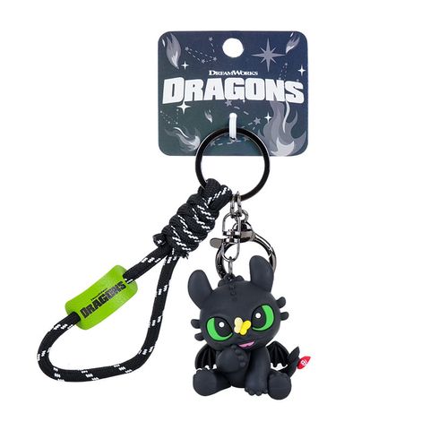 Toothless with butterfly 3D keychain charm hanging on a white background