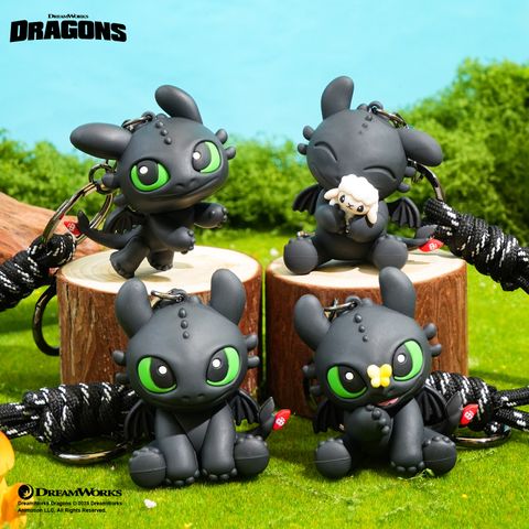 How to Train Your Dragon Toothless 3D keychain charms featuring all four designs