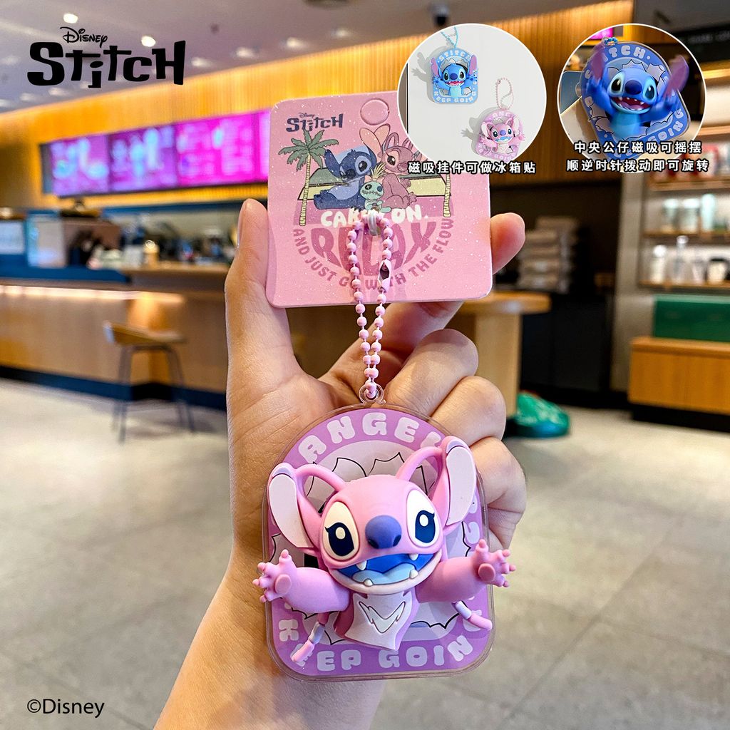 Angel magnetic spinning keychain charm featuring a 3D character with a magnetized spinning center piece.