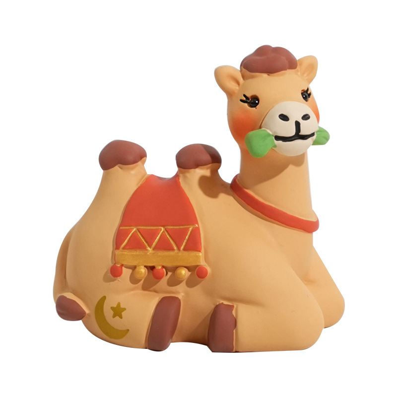 Ramadan camel desert journey mini figurine on white background