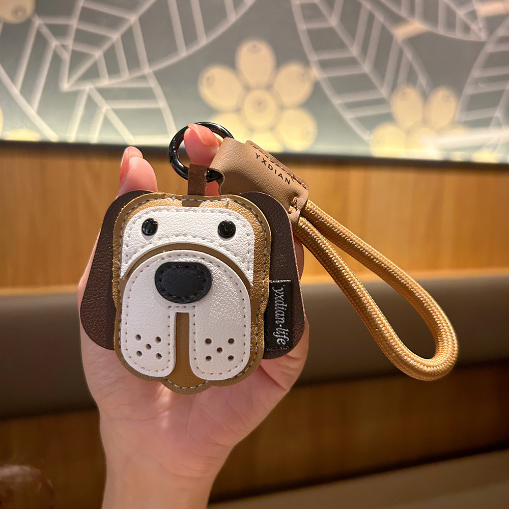 Beagle leather dog keychain charm