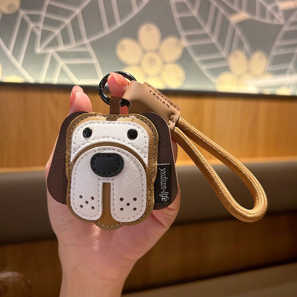 Beagle leather dog keychain charm
