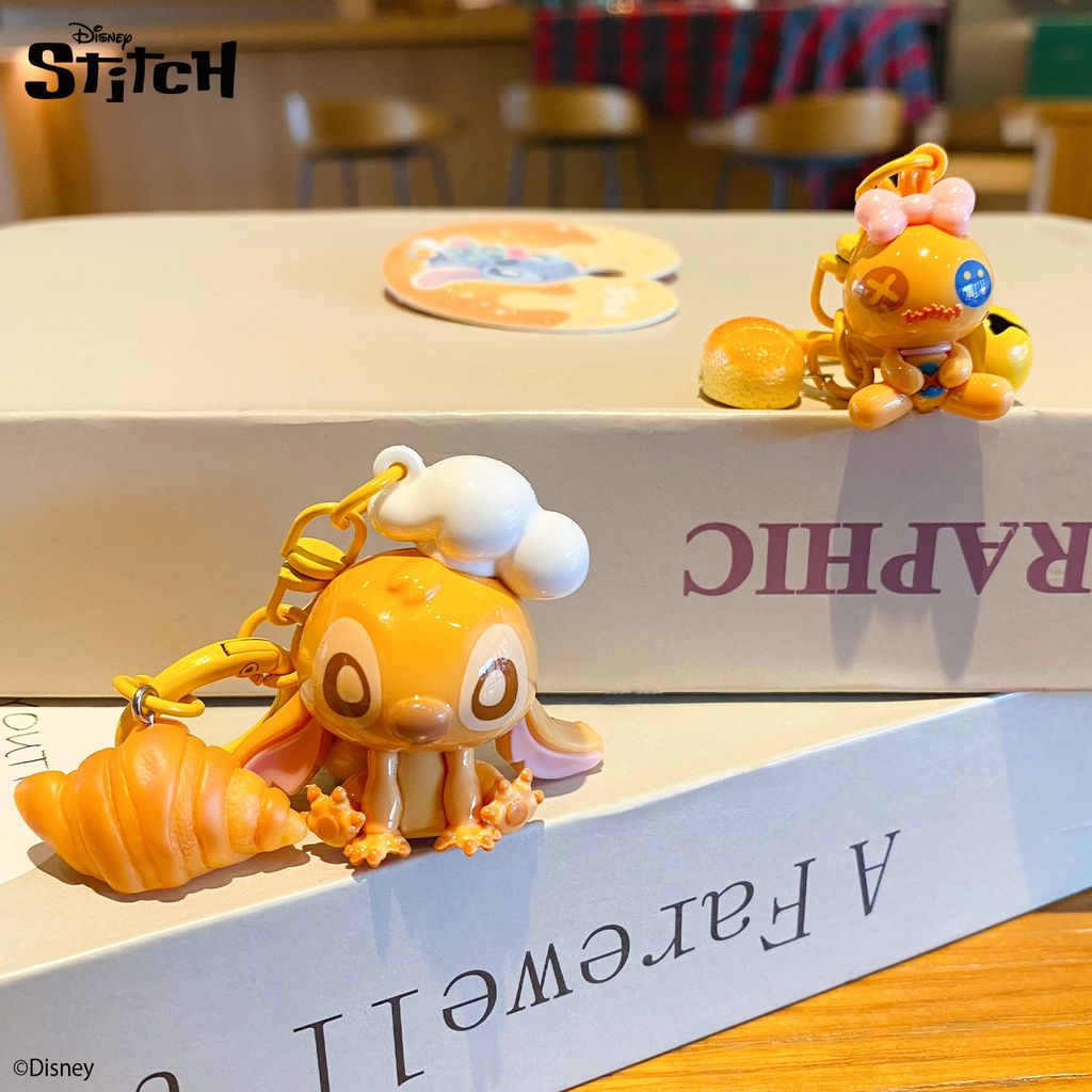 Stitch and Scrump bakery keychain charms with cute bakery-themed details