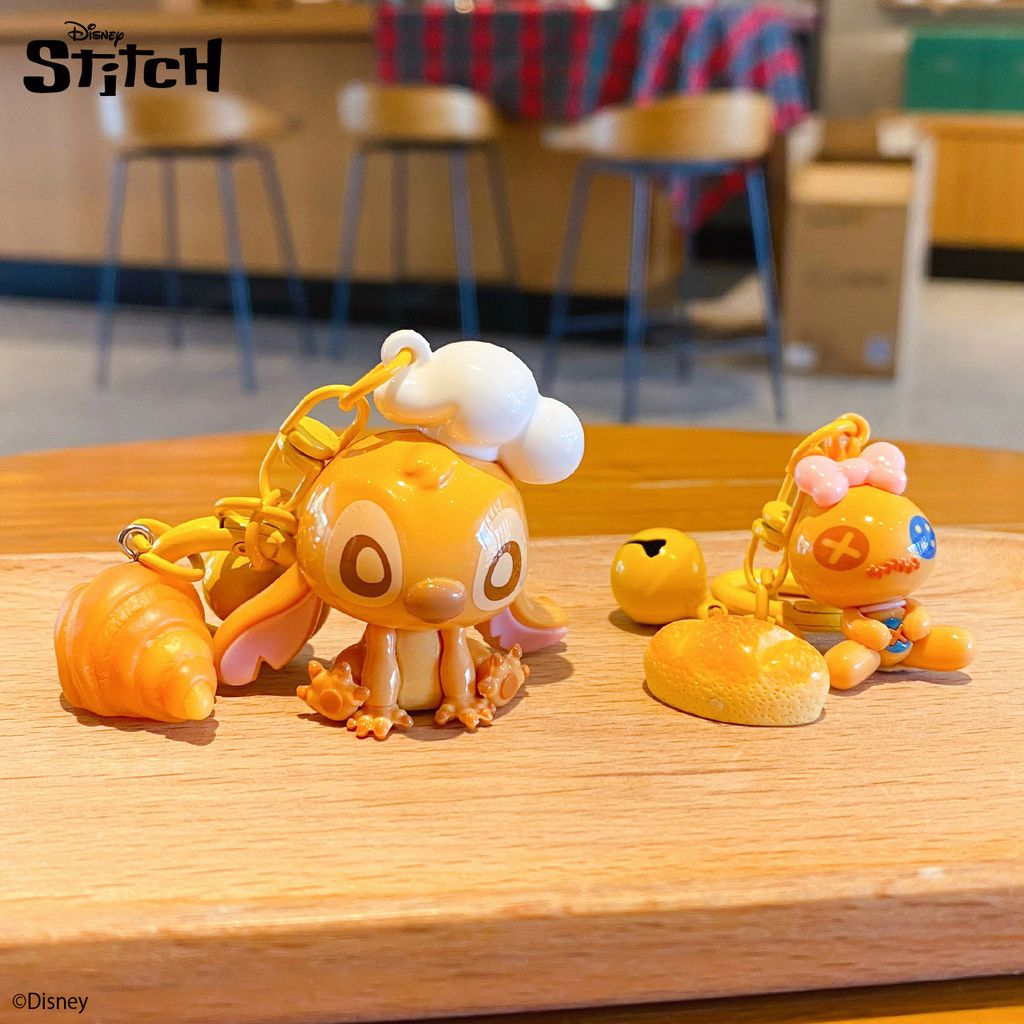 Stitch and Scrump bakery keychain charms with cute bakery-themed details