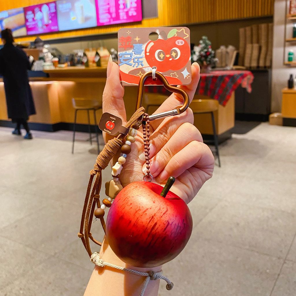Lucky apple keychain charm with red apple design