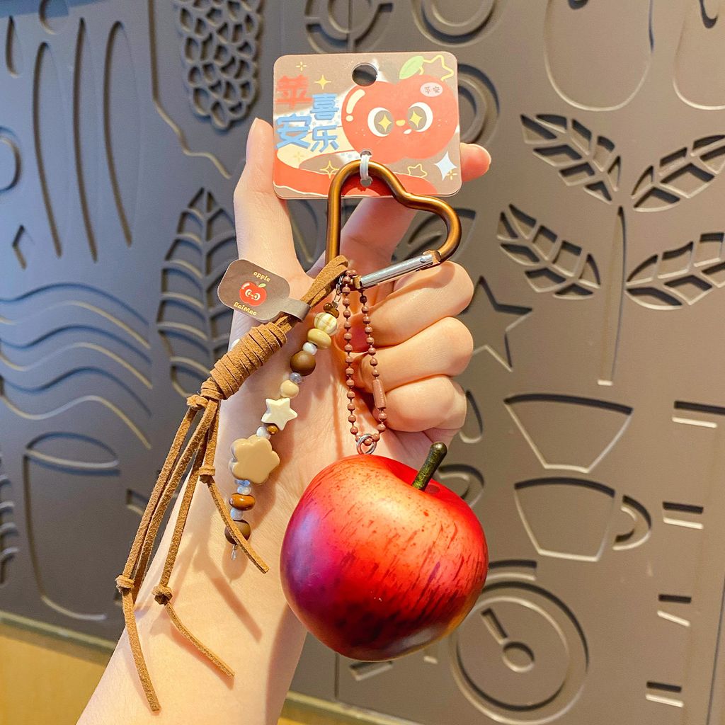 Lucky apple keychain charm with red apple design