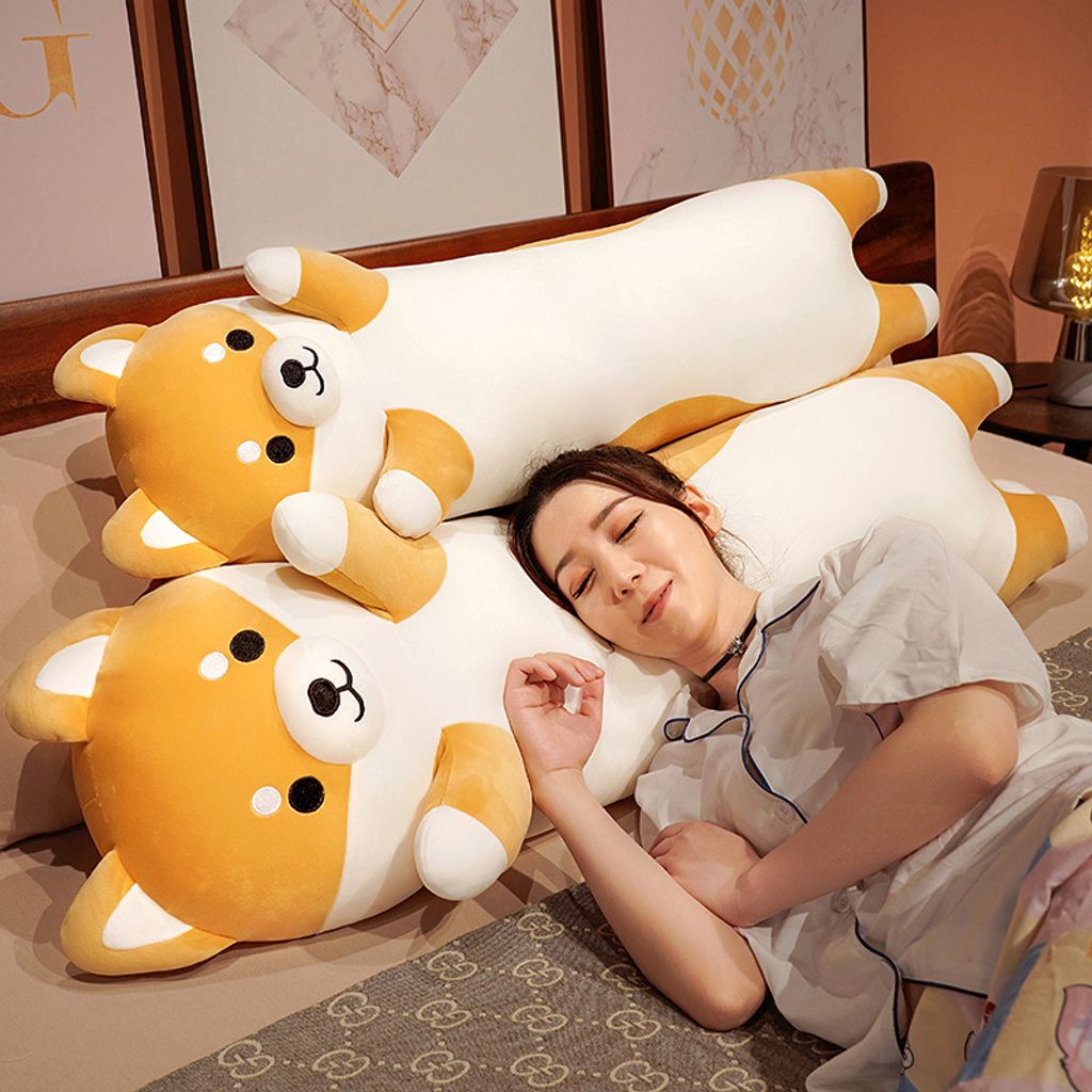 Shiba Inu long plush pillow for hugging and sleeping