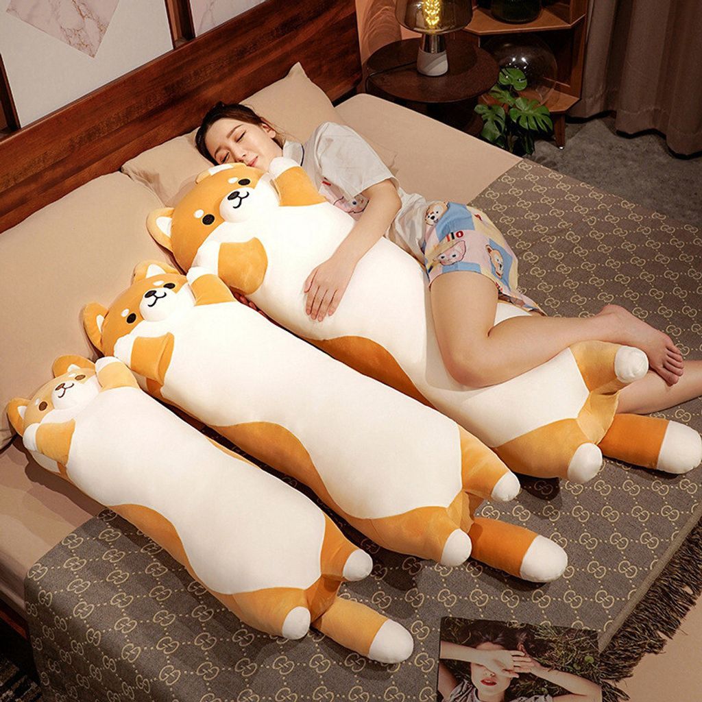 Shiba Inu long plush pillow for hugging and sleeping