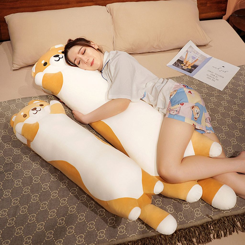 Shiba Inu long plush pillow for hugging and sleeping
