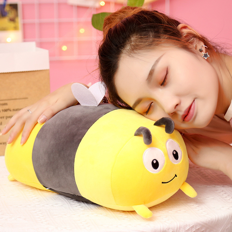 Bee and ladybug plush pillow for hugging and sleeping