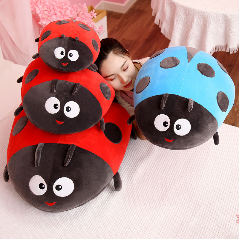 Bee and ladybug plush pillow for hugging and sleeping