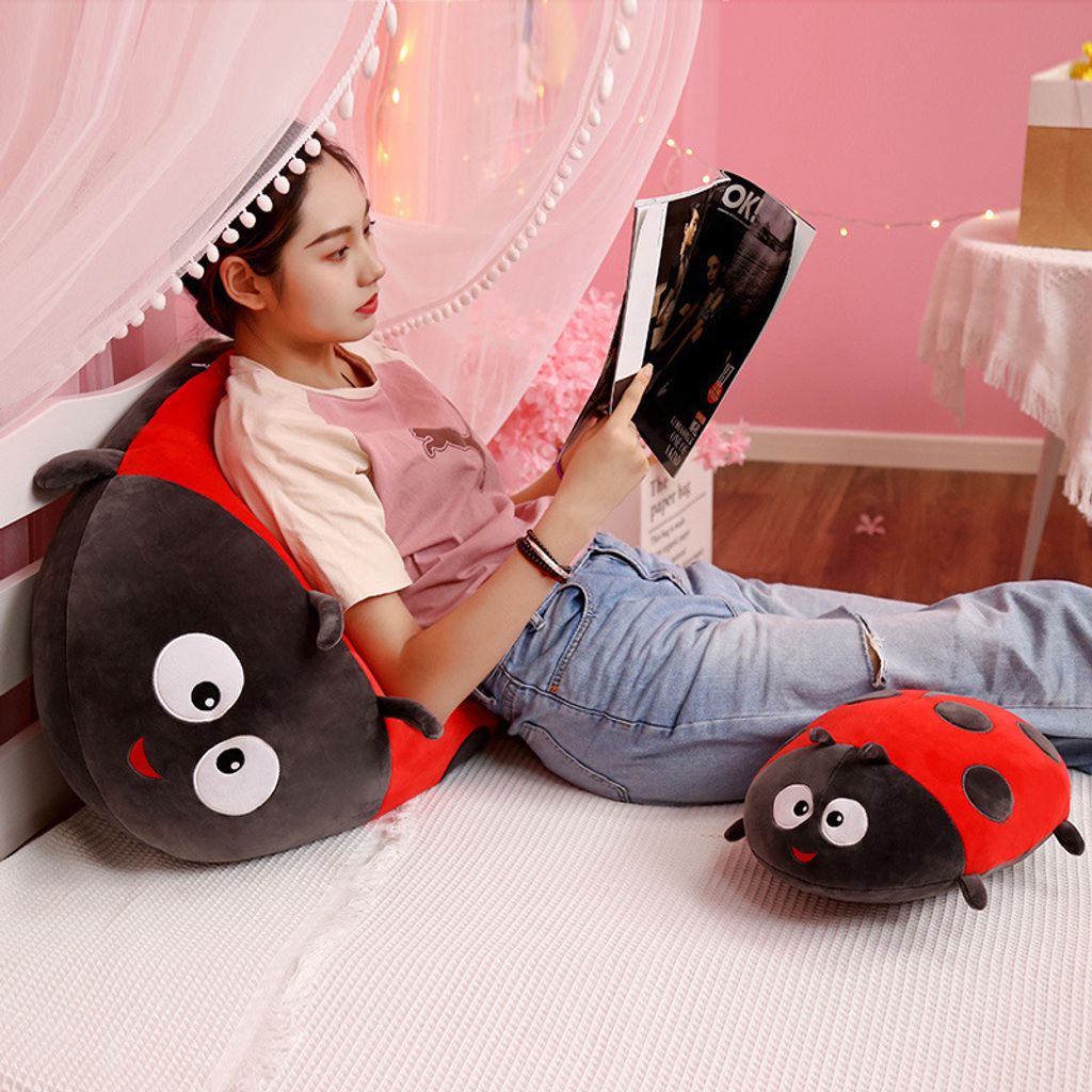 Bee and ladybug plush pillow for back support