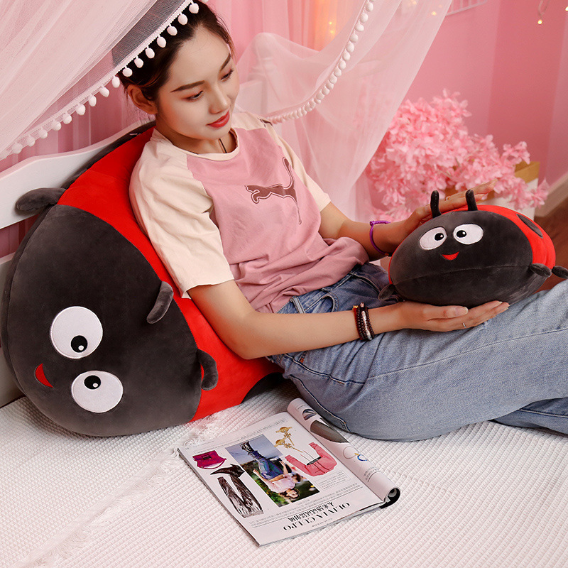 Bee and ladybug plush pillow for back support