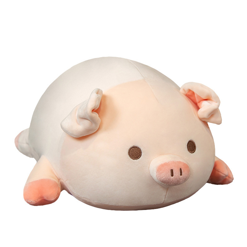 Cute bobo pig plush pillow on white background