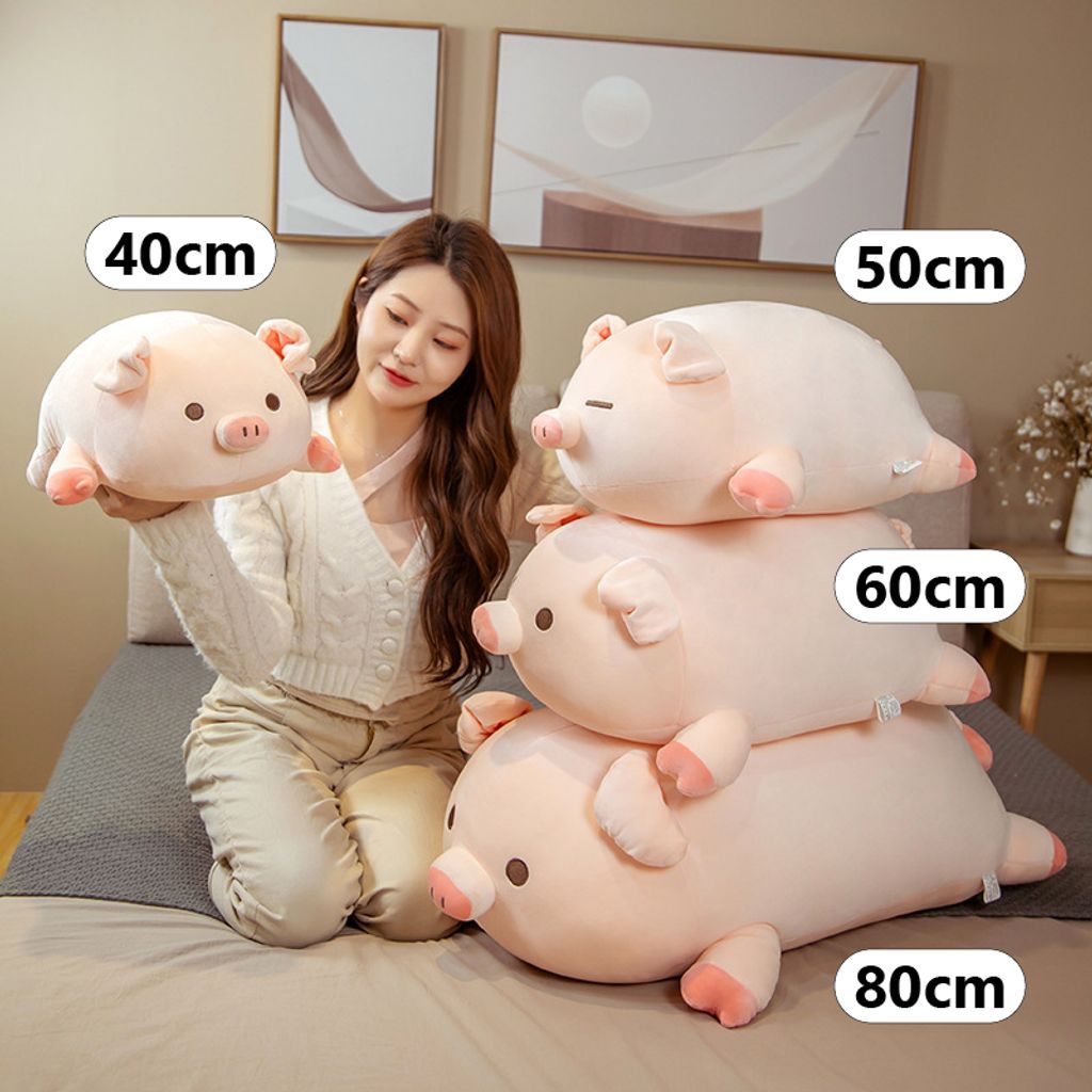Cute bobo pig plush pillow size comparison 40cm 50cm 60cm 80cm