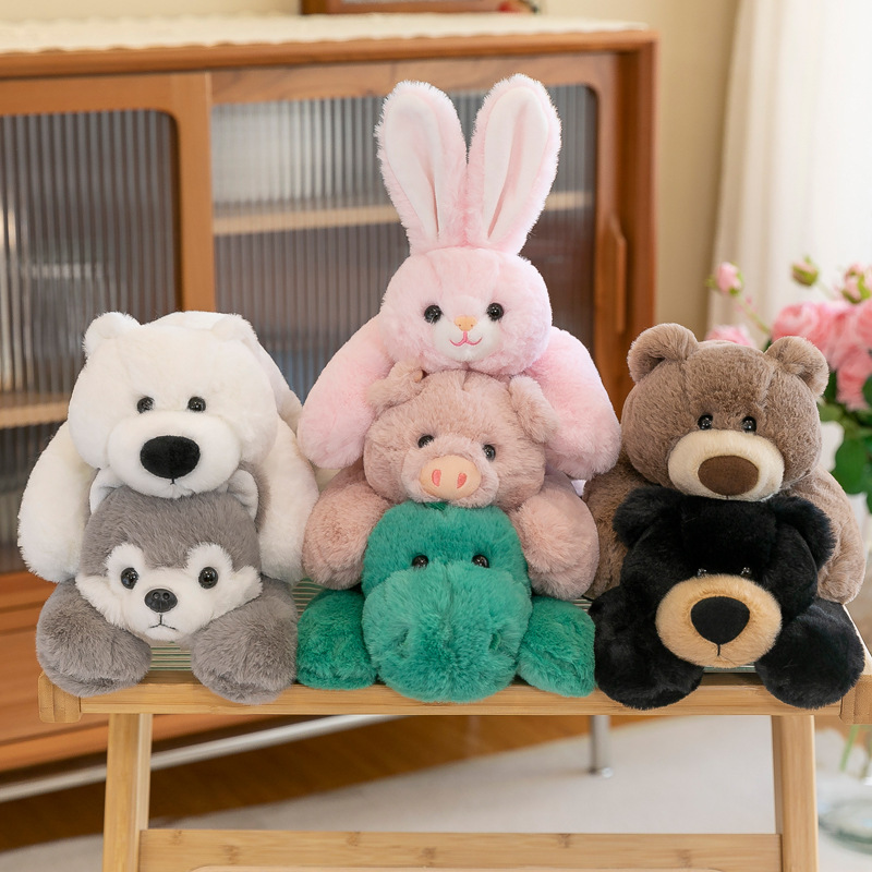 Lying plush toy series displayed in a cozy home setting