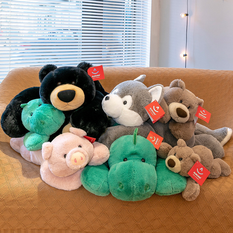 Lying plush toy series featuring multiple animal designs