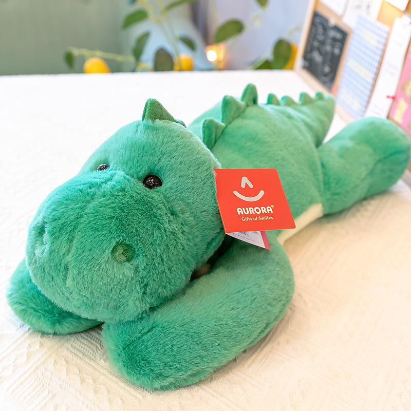 Green dinosaur lying plush toy