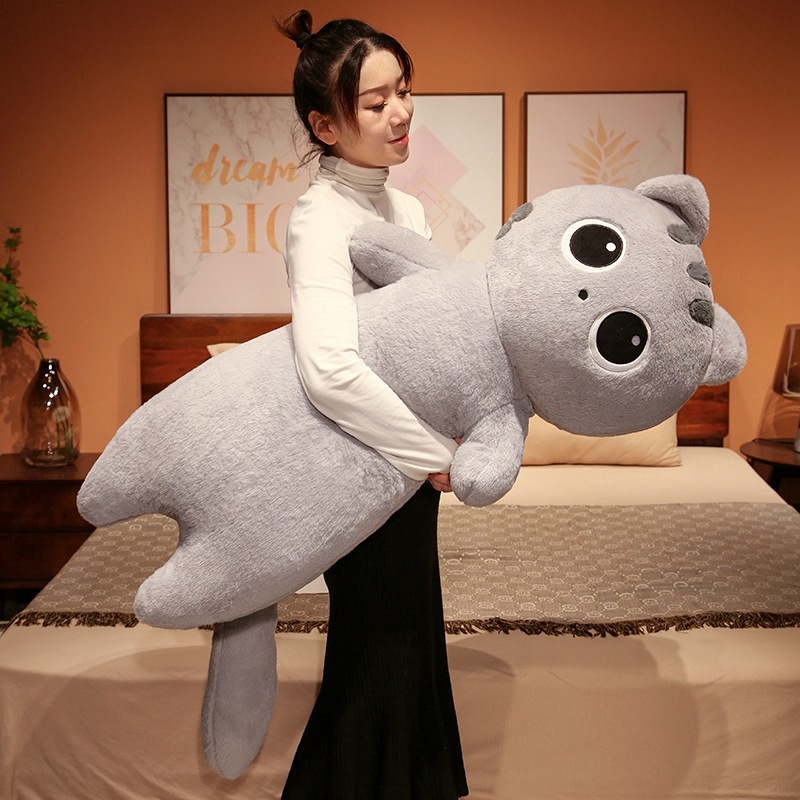 Cute cat long plush pillow for hugging