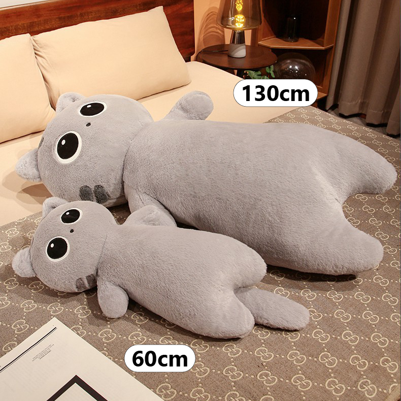 Cute cat long plush pillow size comparison 60cm 130cm