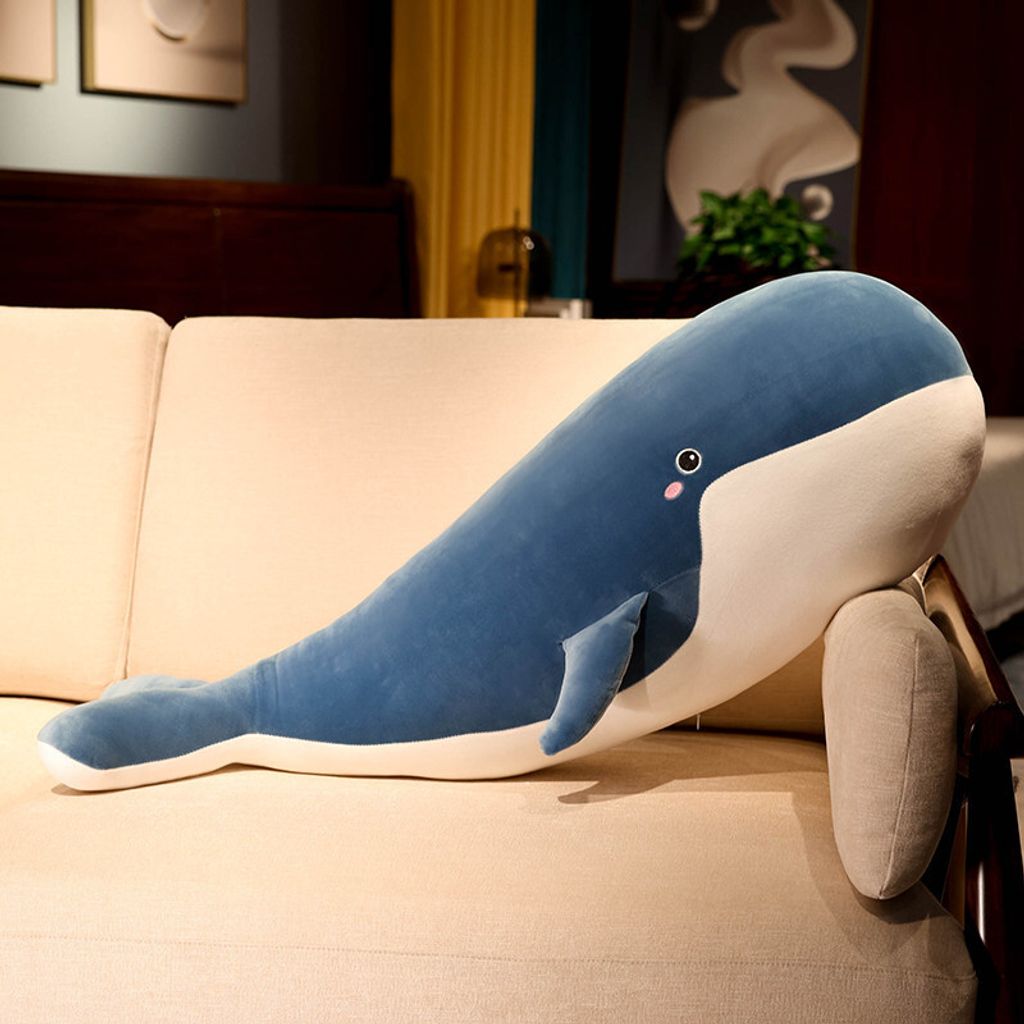 Blue whale plush pillow