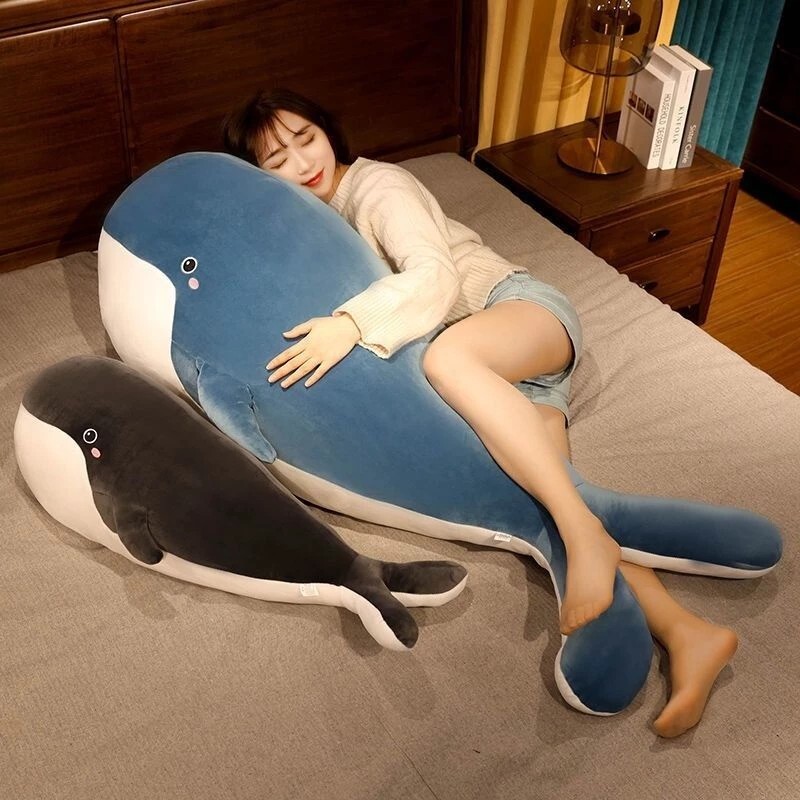 Cute whale plush pillow for hugging and sleeping