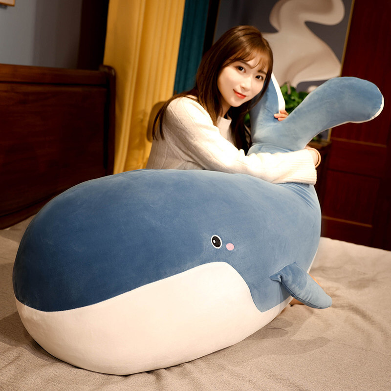 Cute whale plush pillow for hugging and lounging