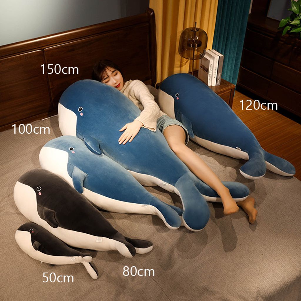 Cute whale plush pillow size comparison 50cm 80cm 100cm 120cm 150cm