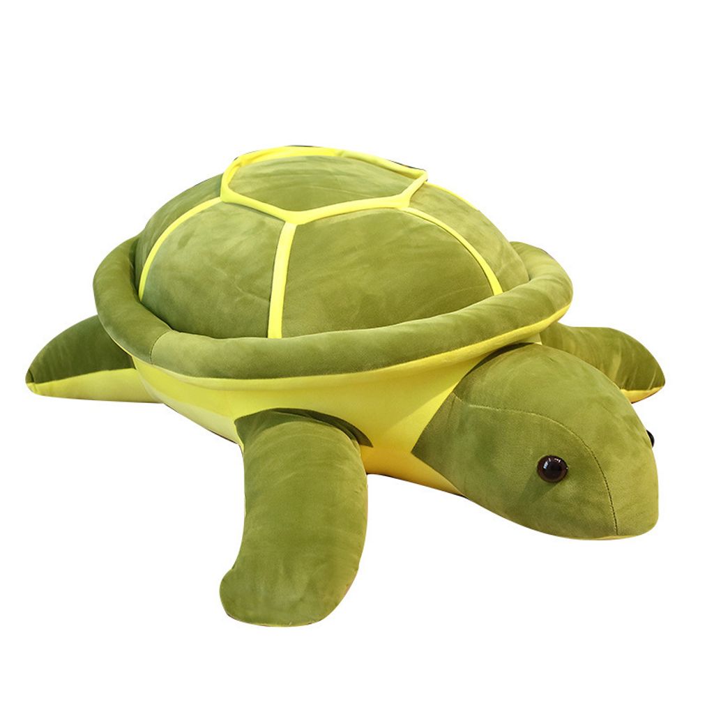 Giant turtle plush pillow on white background