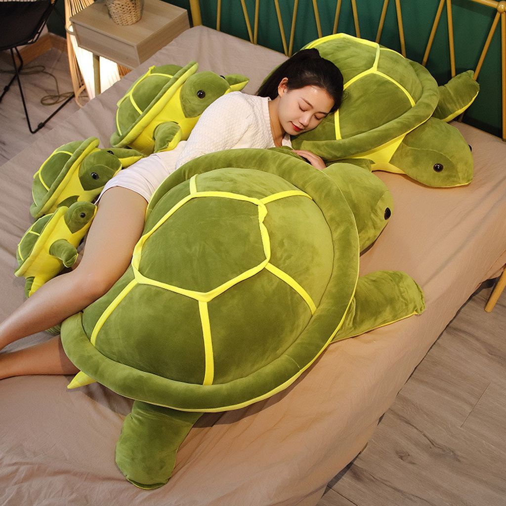 Giant turtle plush pillow for hugging and sleeping