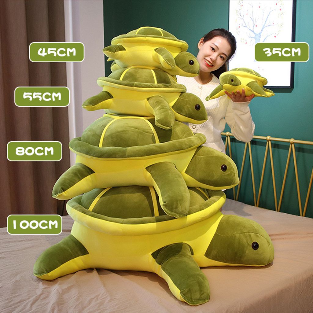 Giant turtle plush pillow size comparison 35cm 45cm 55cm 80cm 115cm