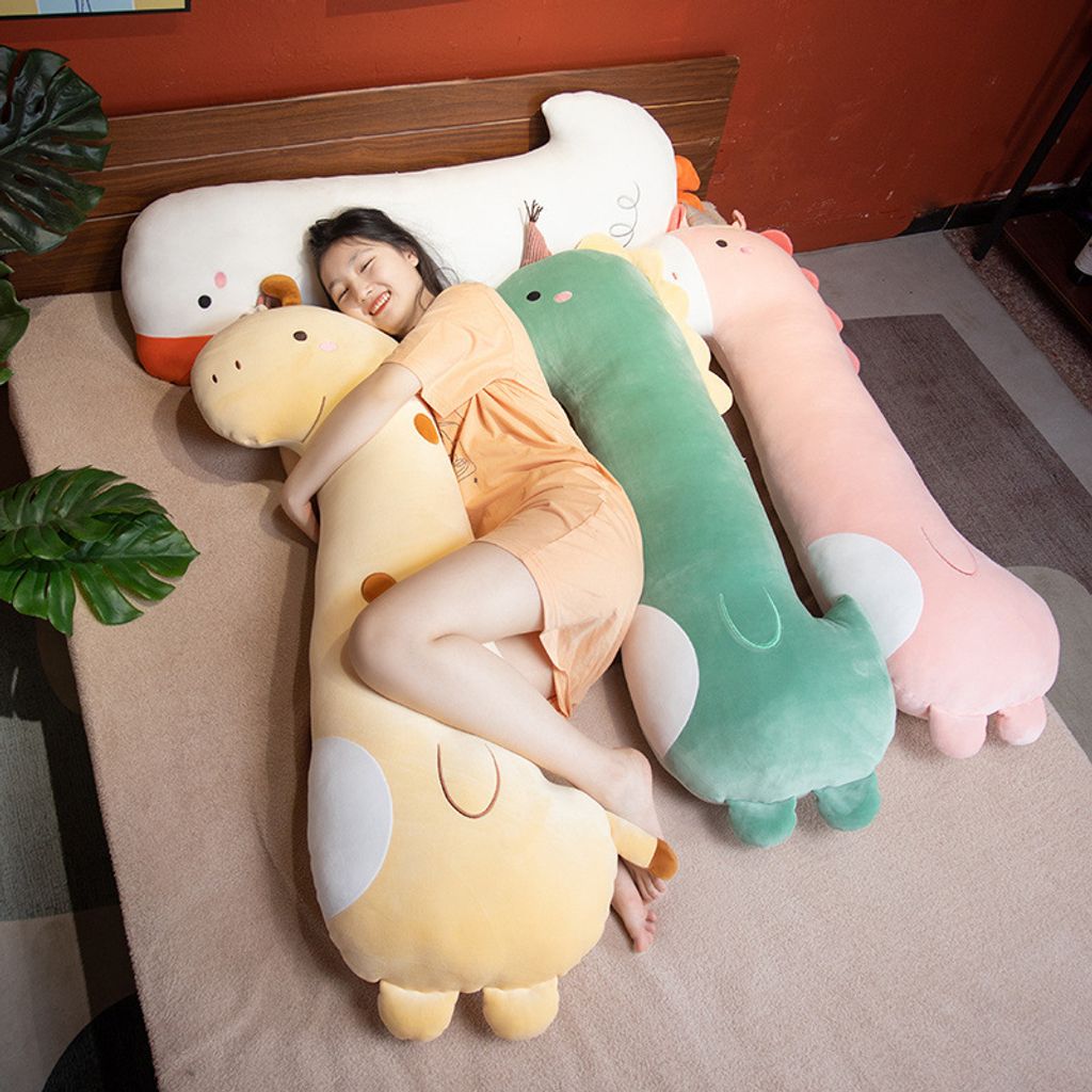 Dinosaur, giraffe, unicorn and goose long plush pillow for hugging and sleeping