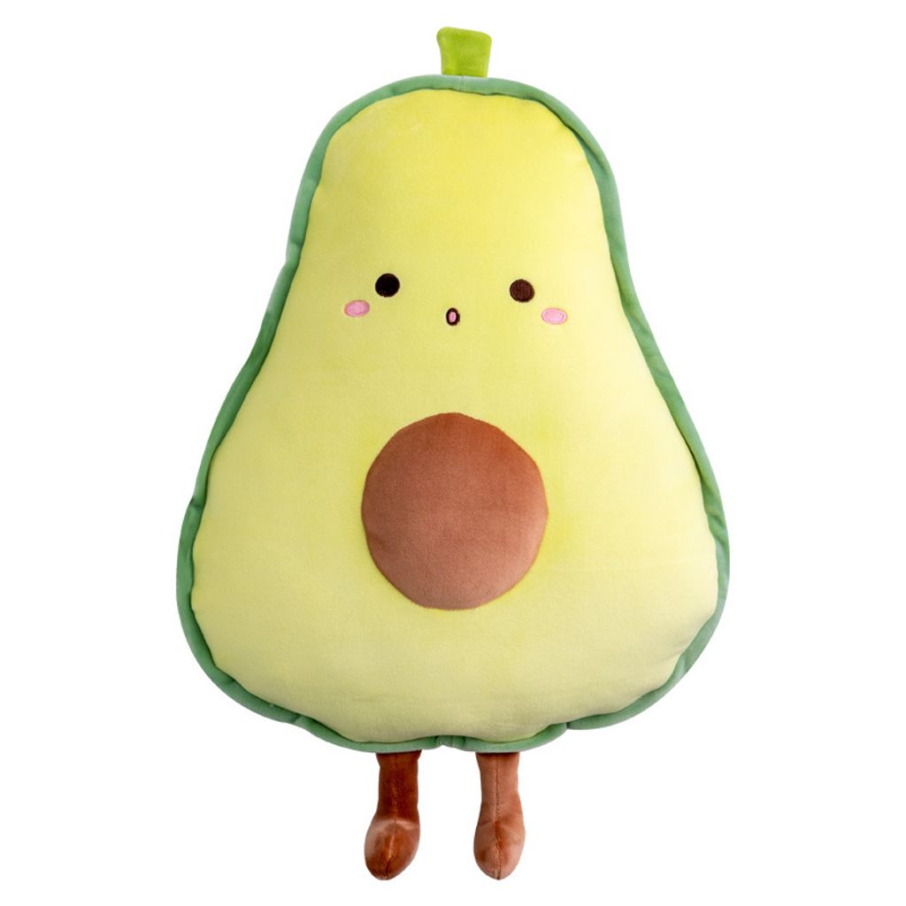 Cute carrot, avocado, banana and mushroom plush toy on white background