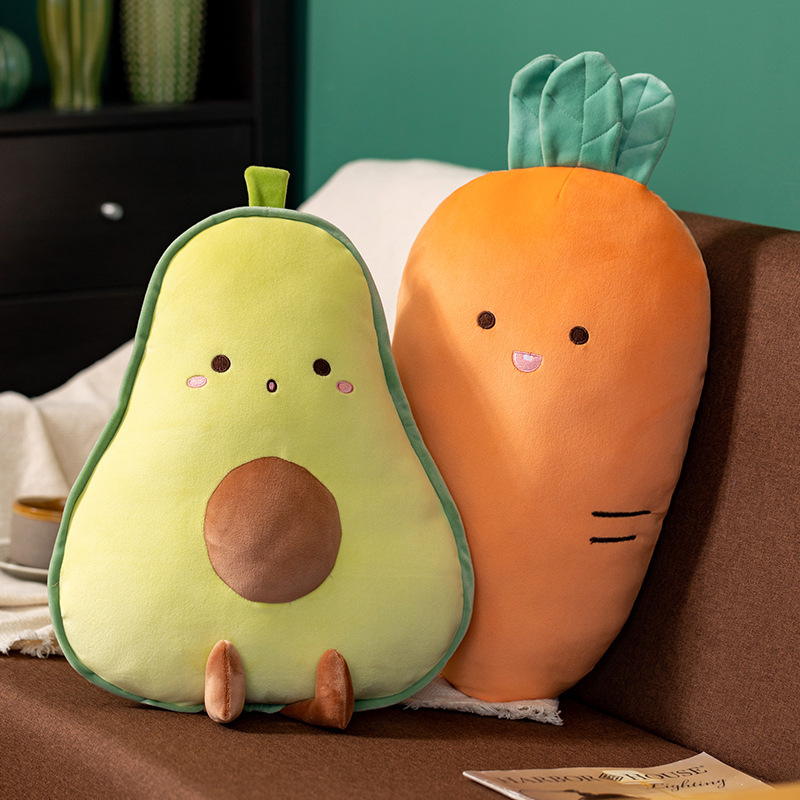 Cute carrot, avocado, banana and mushroom plush toy