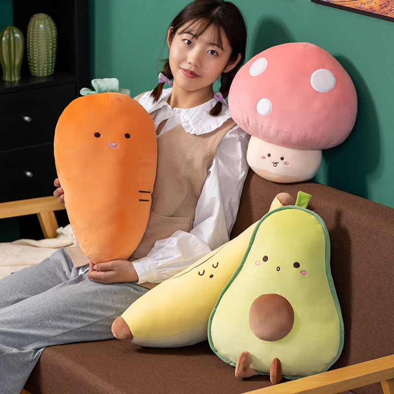Cute carrot, avocado, banana and mushroom plush toy